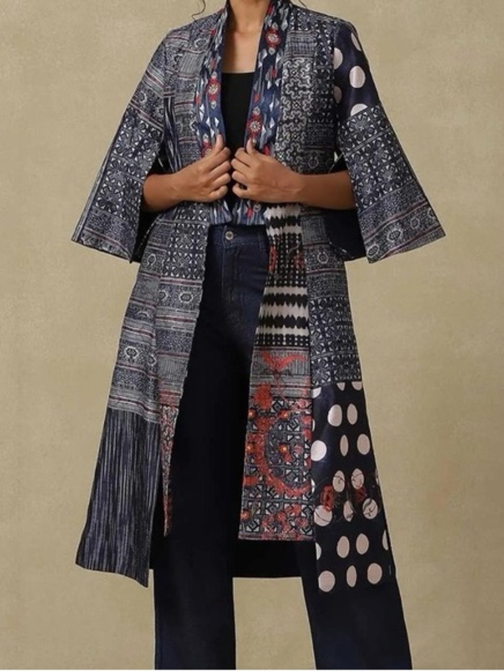 Soft Surrounding Patchwork Boho Artsy Eclectic Kimono Duster